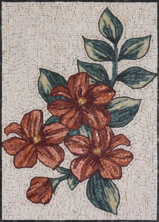 Hand-Cut Pink Blossom Wall Art: Mosaic Masterpiece