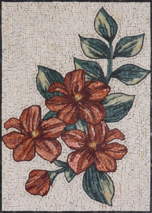 Hand-Cut Pink Blossom Wall Art: Mosaic Masterpiece