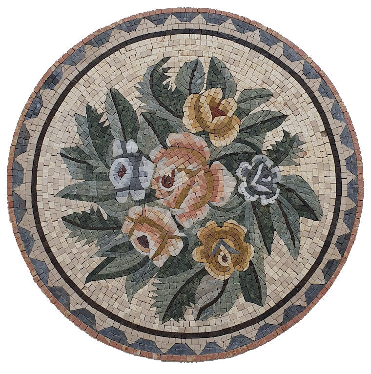 Floral Medallion Mosaic- Mosaic Wall Art