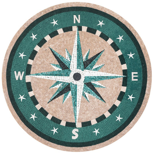 Mosaic Tile Medallion - Compass Mosaic