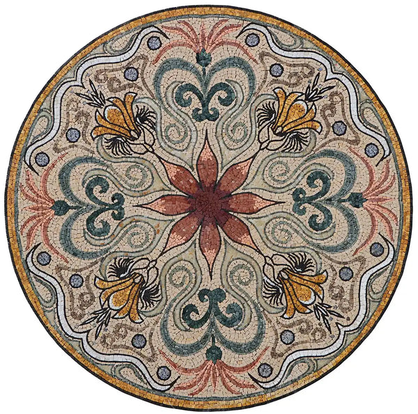 Arabesque Mosaic Medallion - Outdoor Stone Art