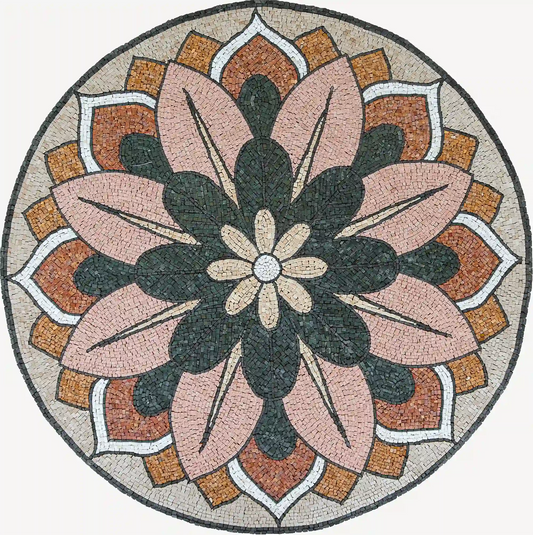 Mosaic Tile With Floral Design