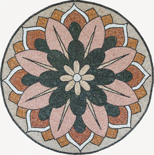 Mosaic Tile With Floral Design