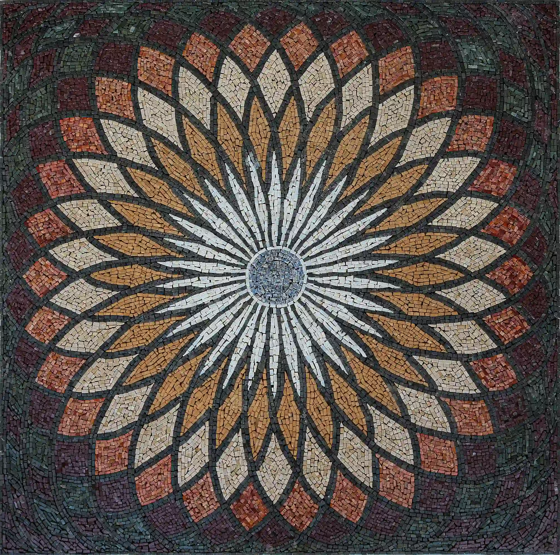 Handmade Mosaic Compass Flower Hanging