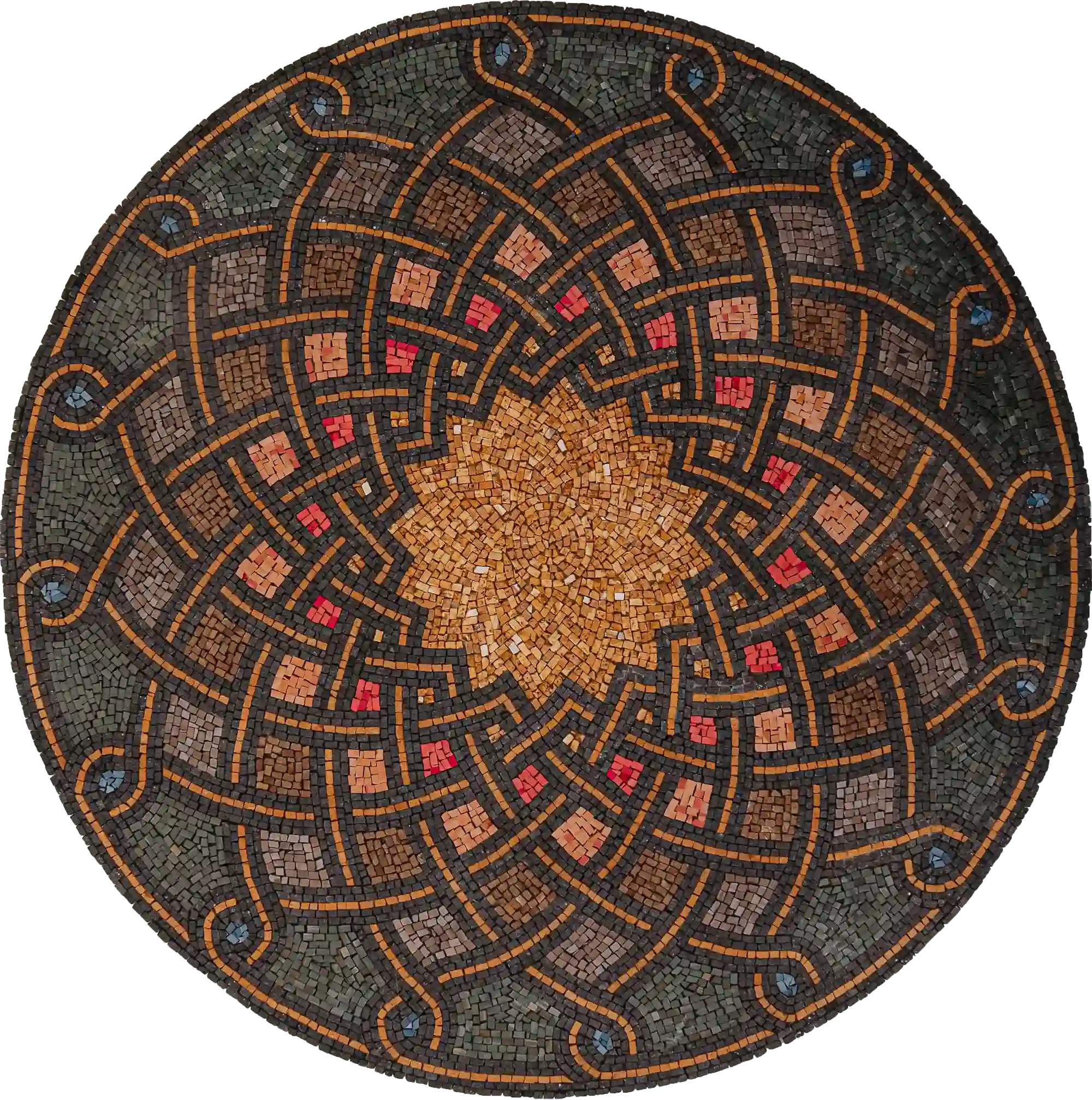 Abstract Compass Mosaic Art Medallion