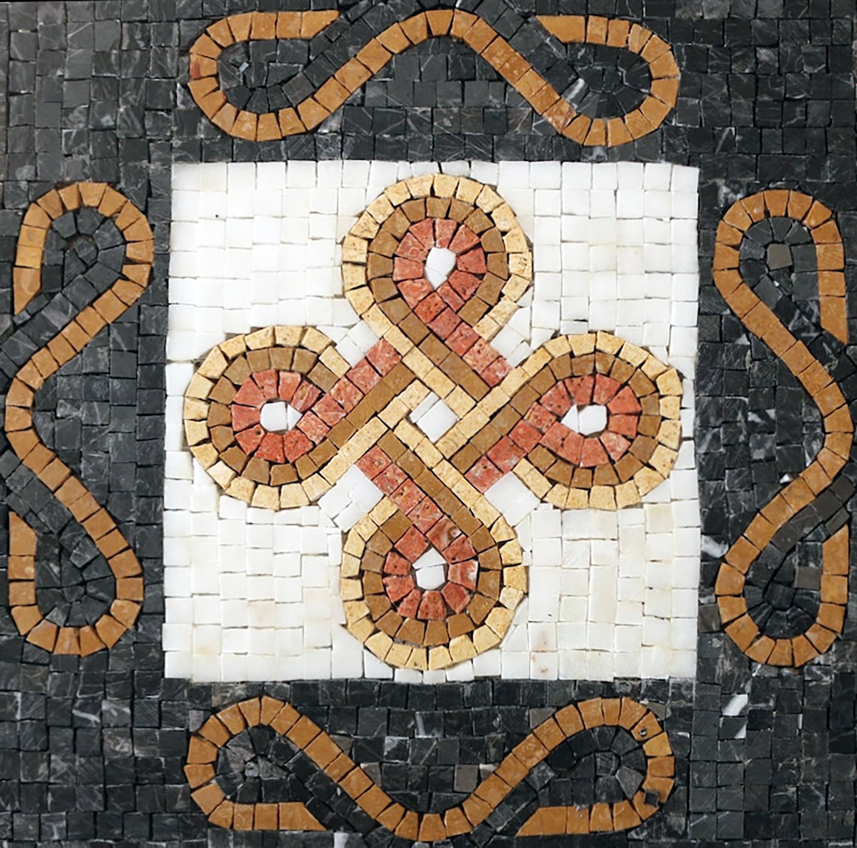 Geometric Mosaic Rug with Organic Shapes: Natural Artistry | Geometric Mosaics | iMosaicArt