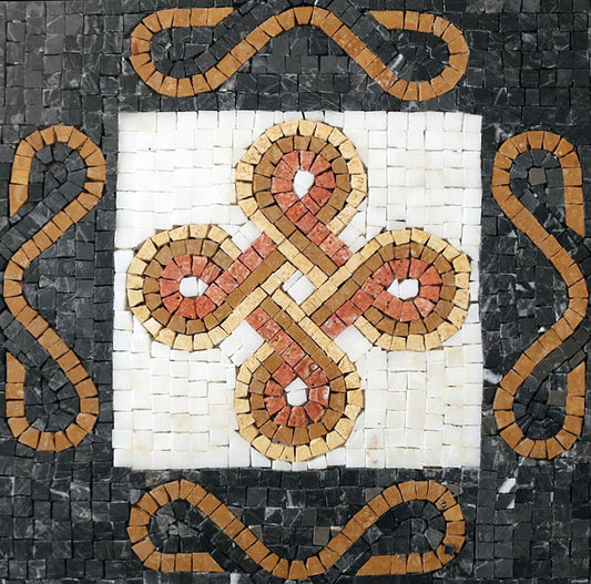 Geometric Mosaic Rug with Organic Shapes: Natural Artistry | Geometric Mosaics | iMosaicArt