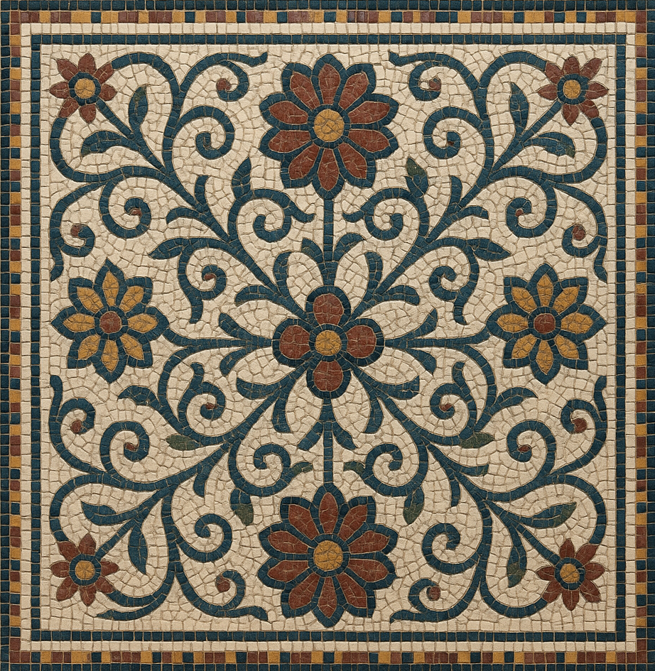 Linear Geometric Mosaic Rug: Clean Lines and Precision