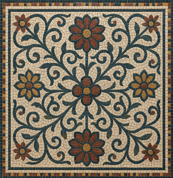 Linear Geometric Mosaic Rug: Clean Lines and Precision