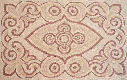 Symmetrical Geometric Mosaic Rug: Balanced Elegance