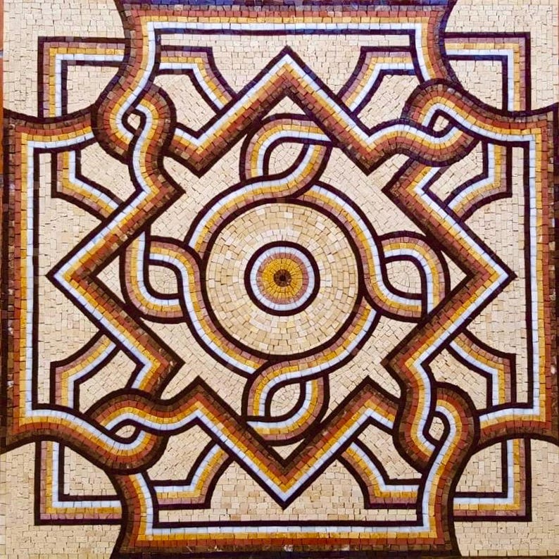 Interlacing Knotwork Geometric Mosaic in Earth Tones