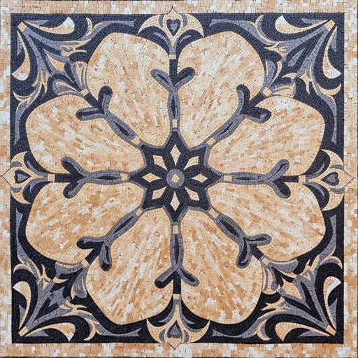 Artisanal Moroccan Star Medallion Premium  Tile Art Stone Mosaic Art