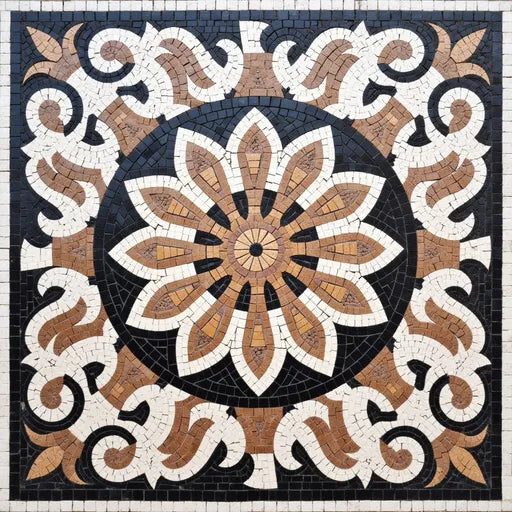 Hand-Set Byzantine Interlacing Circles Premium  Tile Art Stone Mosaic Art