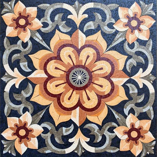 Stonecrafted Op Art Cube Pattern Premium  Tile Art Stone Mosaic Art