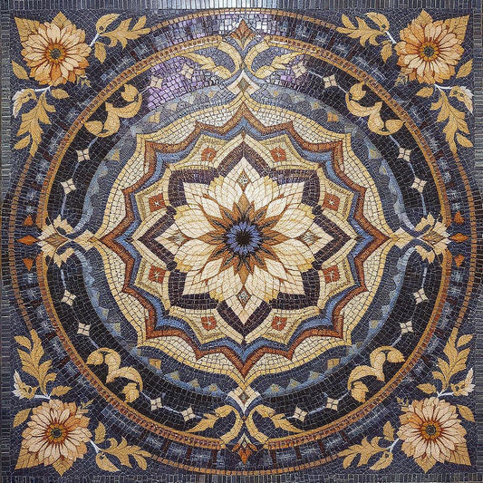 Contemporary Moroccan Star Medallion Premium  Tile Art Stone Mosaic Art