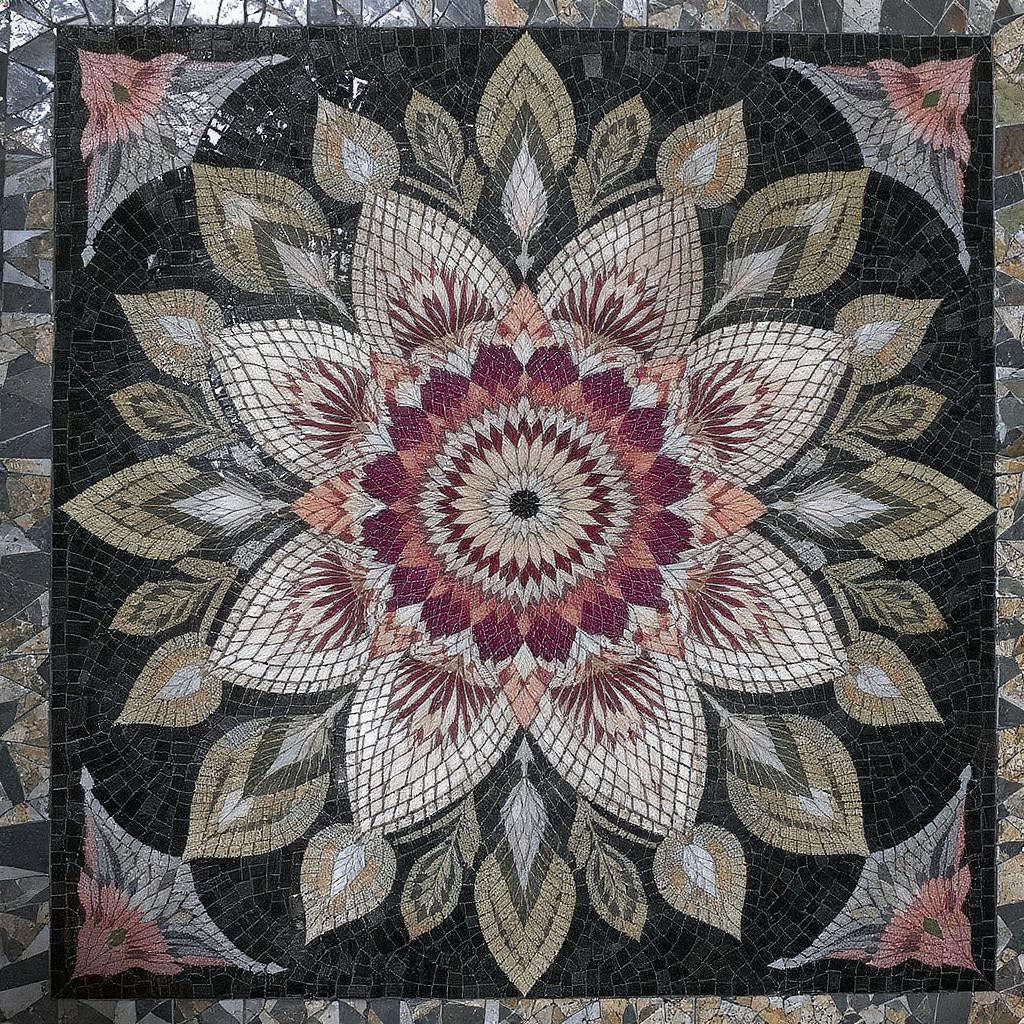 Exclusive Art Deco Fan Motif Premium  Tile Art Stone Mosaic Art