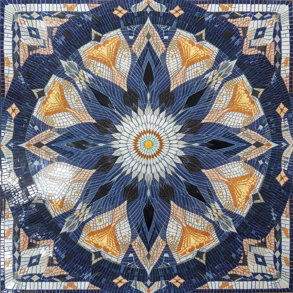 Contemporary Moroccan Star Medallion Premium  Tile Art Stone Mosaic Art