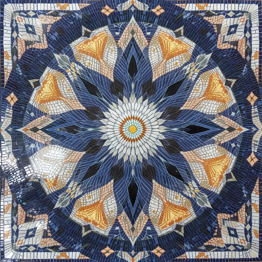Contemporary Moroccan Star Medallion Premium  Tile Art Stone Mosaic Art