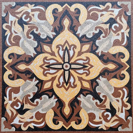 Stonecrafted Moroccan Star Medallion Premium  Tile Art Stone Mosaic Art