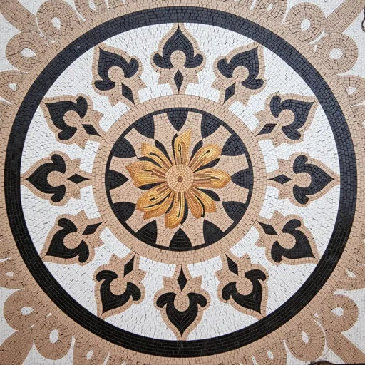 Heritage Art Deco Fan Motif Premium  Tile Art Stone Mosaic Art