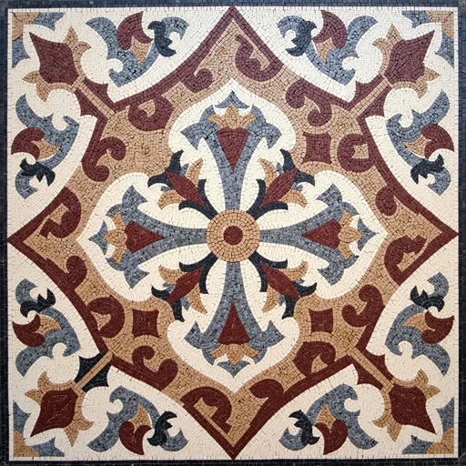 Hand-Set Abstract Tessellation Grid Premium  Tile Art Stone Mosaic Art