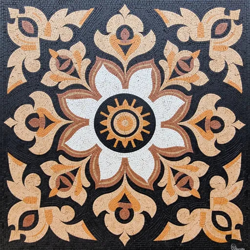 Artisanal Op Art Cube Pattern Premium  Tile Art Stone Mosaic Art