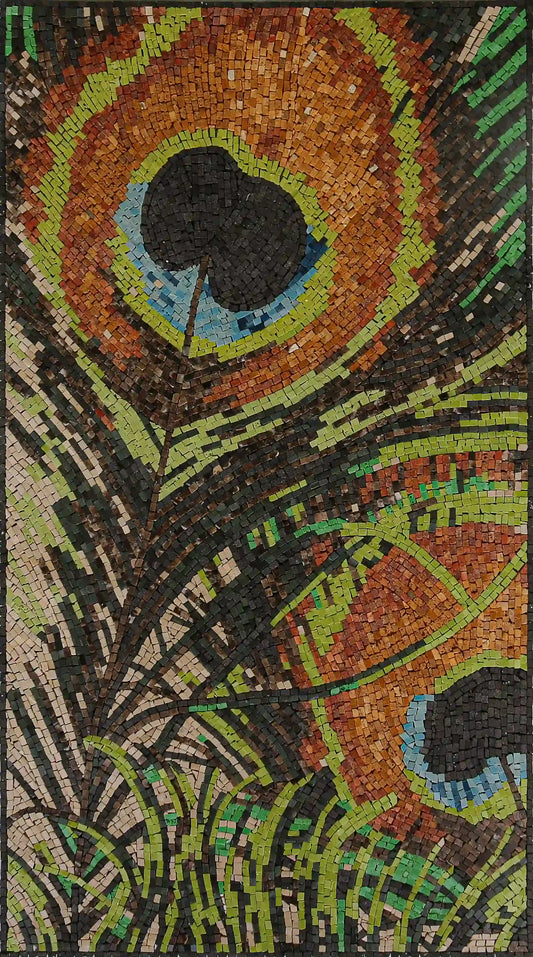 Nature's Whisper: Feather Abstract Mosaic Art