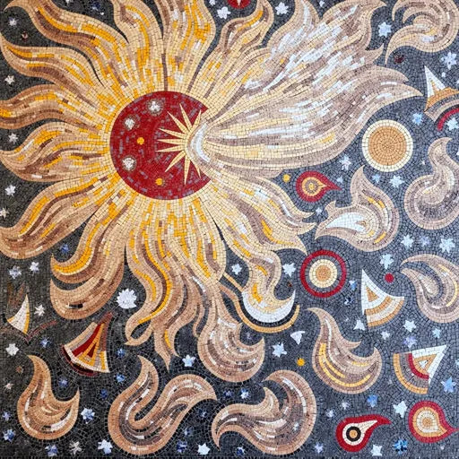 Moon Celestial Mosaic: A Stellar Tribute to the Night Sky | Abstract Mosaics | iMosaicArt