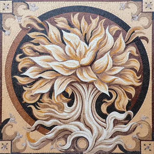 Golden Bloom Abstract Tree Mosaic