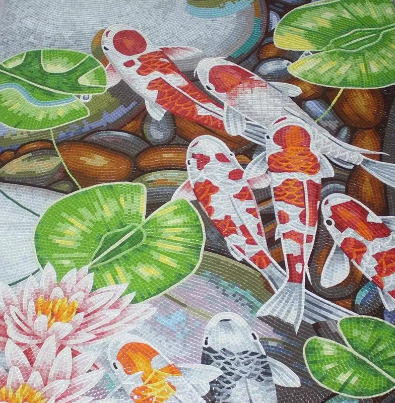 Nautical Elegance: Koi Fish Glass Mosaic Design