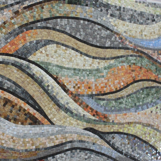 Golden Waves: Glass Tile Mosaic Art