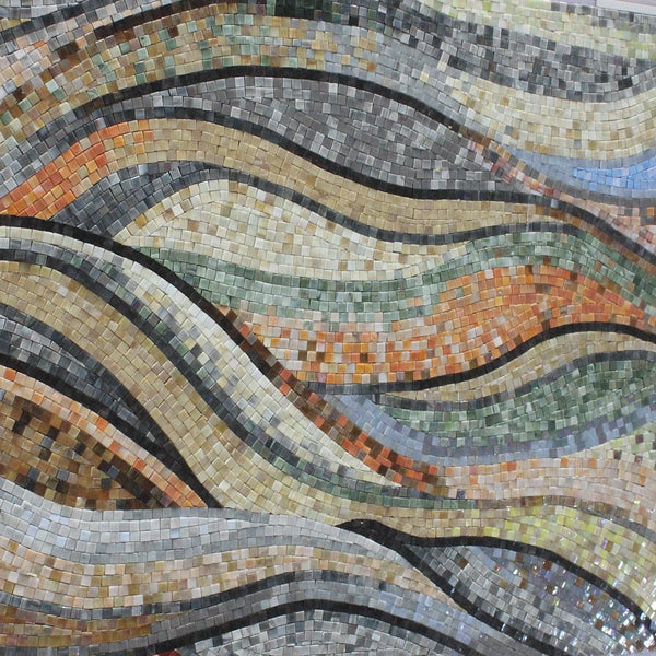 Golden Waves: Glass Tile Mosaic Art