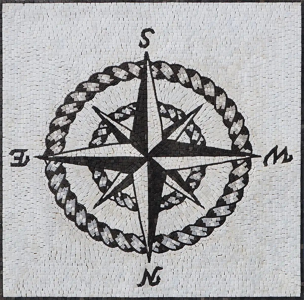 Guiding Compass: Mosaic Art Showing Direction