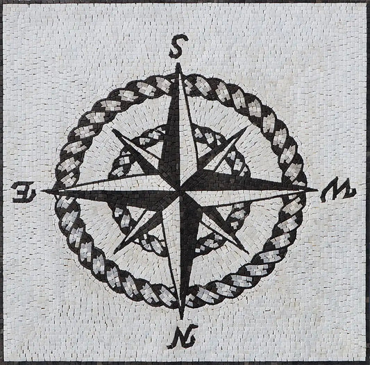 Guiding Compass: Mosaic Art Showing Direction