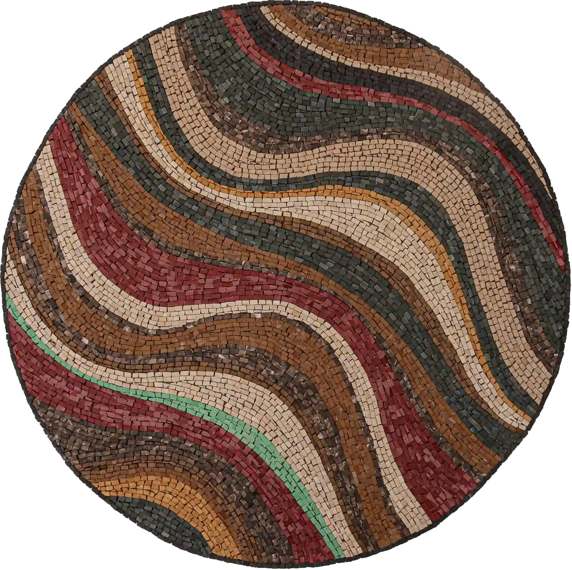 Neutral Waves: Medallion Marble Mosaic Art
