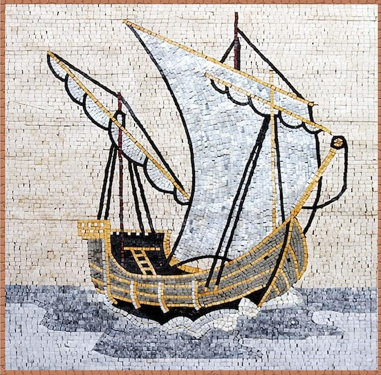 Sailboat Mosaic Nautical Scene