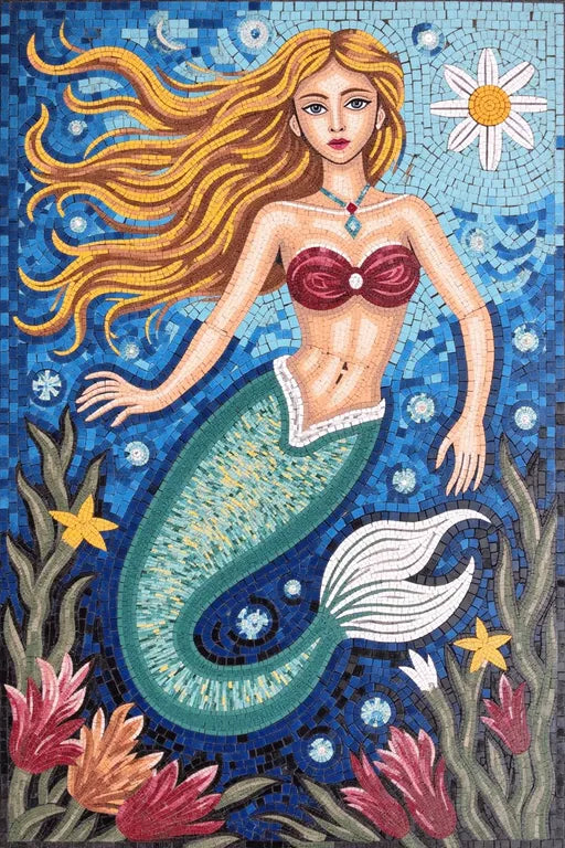 Enchanting Mermaid Mosaic: A Timeless Oceanic Legend | Nautical Mosaics | iMosaicArt