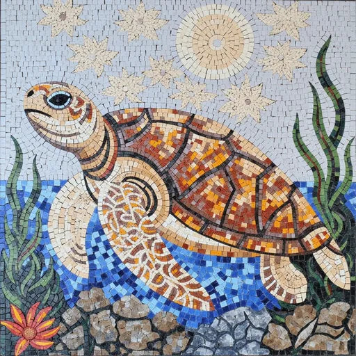 Sea Turtle Mosaic: A Symbol of Oceanic Grace and Wisdom | Nautical Mosaics | iMosaicArt