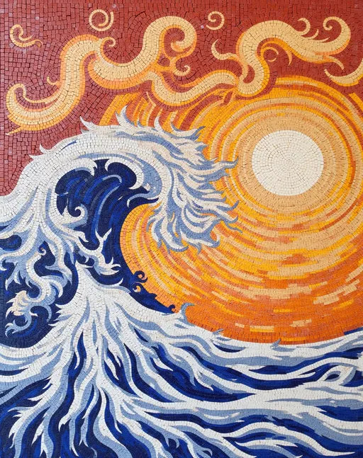 Gentle Waves Mosaic: A Serene Seaside Escape | Nautical Mosaics | iMosaicArt