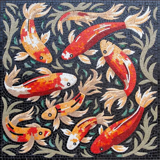Koi Fish Mosaic: Symbolizing Peace and Prosperity