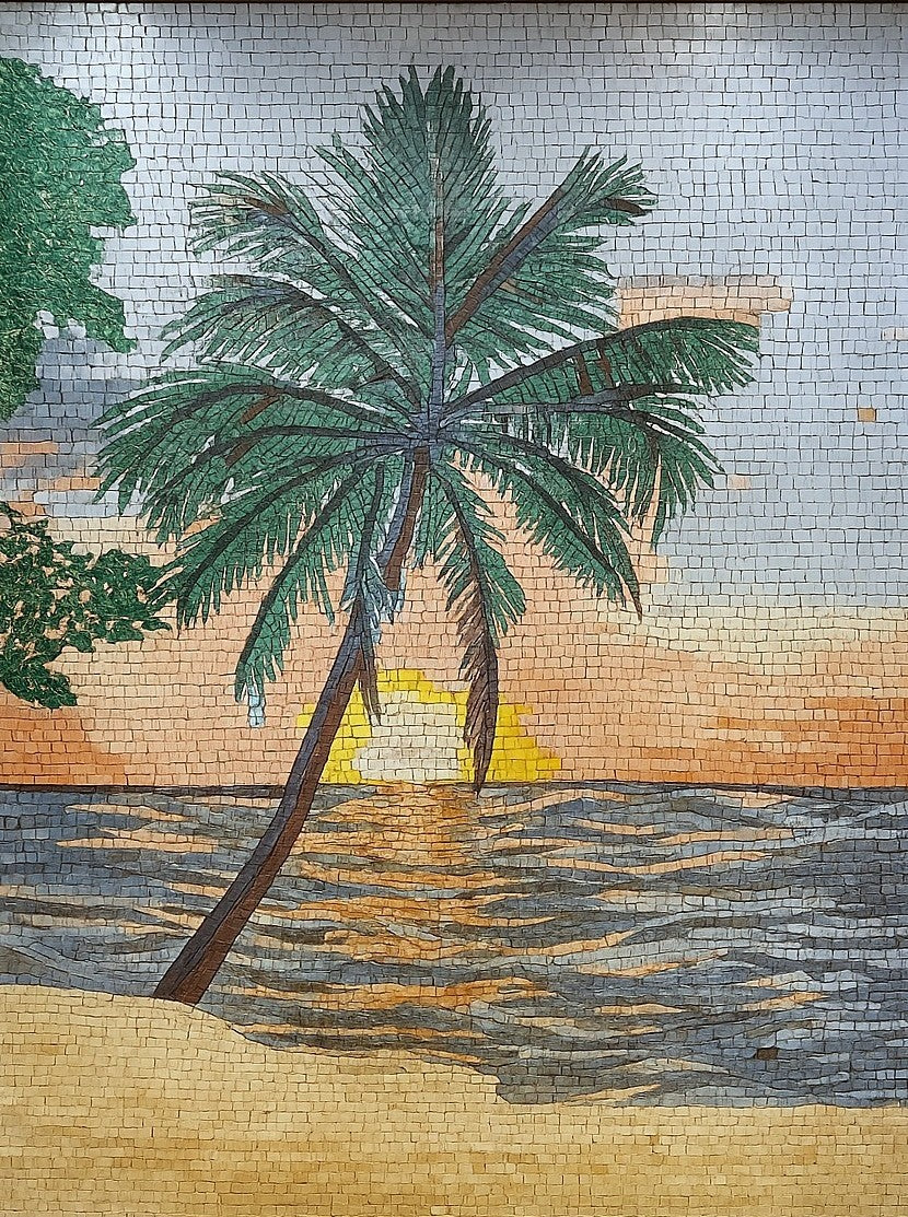 Tropical Sunset Palm Beach Mosaic
