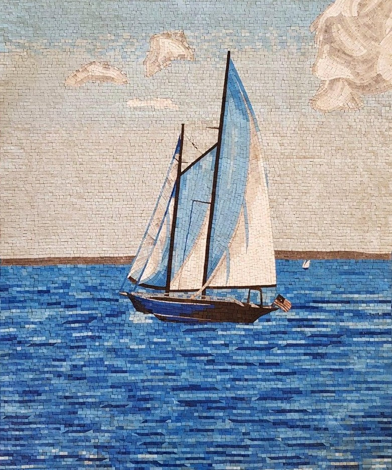 Classic Sailboat on the Open Sea Mosaic