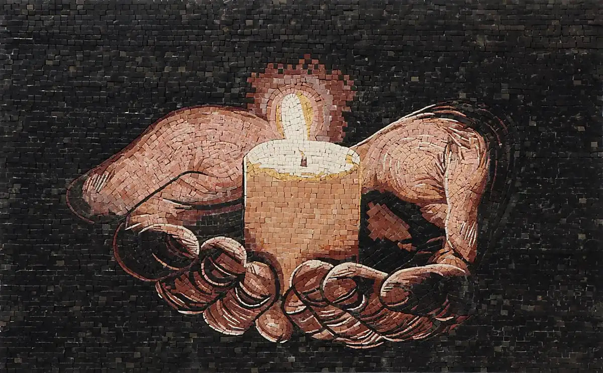 Eternal Glow: Candlelight in Mosaic Art