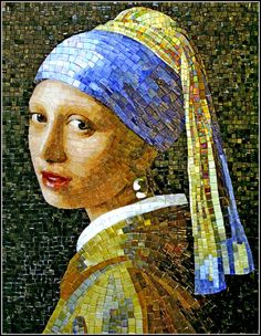 Johannes Vermeer Glass Girl with a Pearl Earring Mosaic Masterpiece