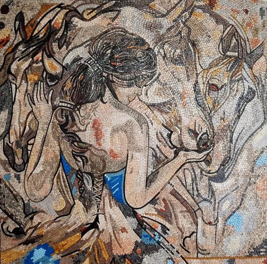 The Whisper: Woman and Wild Horses Mosaic
