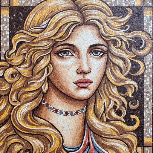 Classical Beauty Portrait Mosaic - Golden Hair and Choker | Portrait Mosaics | iMosaicArt
