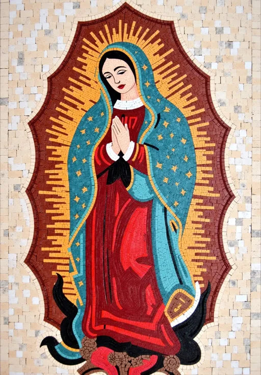 Guadalupe Enthroned Mosaic: A Divine Tribute to Faith | Religious Mosaics | iMosaicArt