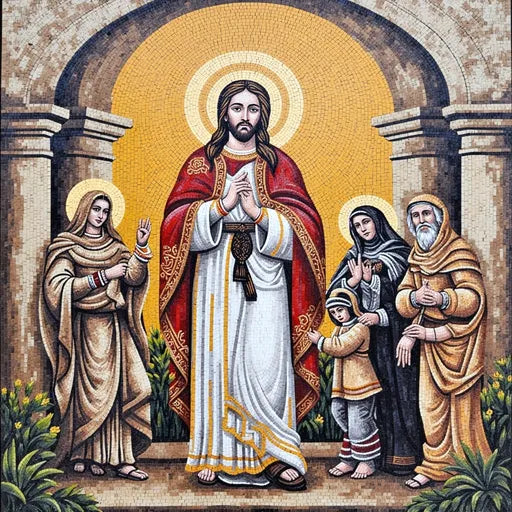 Christ with Saints and Child Mosaic - Traditional Iconography | Religious Mosaics | iMosaicArt