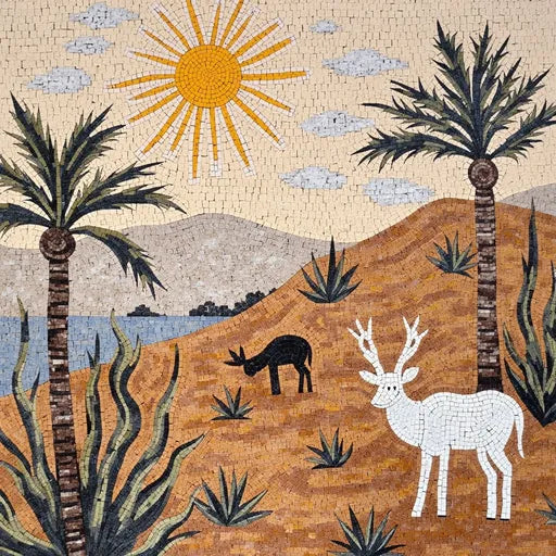 Desert Oasis Landscape Mosaic: A Tranquil Escape | Landscape Mosaics | iMosaicArt