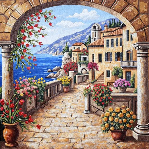 Riverbend Landscape Mosaic: A Tranquil Waterway | Landscape Mosaics | iMosaicArt